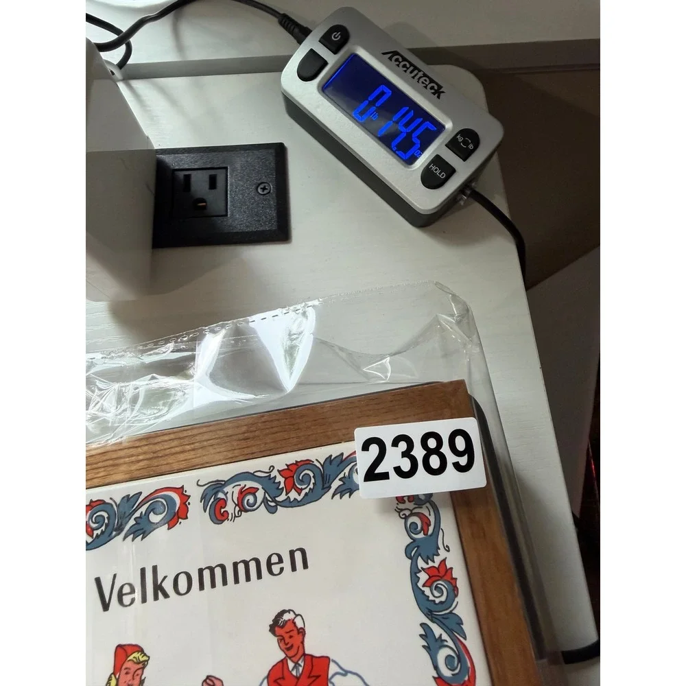VTG  Norwegian Welcome Tile Wall Plaque Trivet  7x7 White Blue Red Folk Art